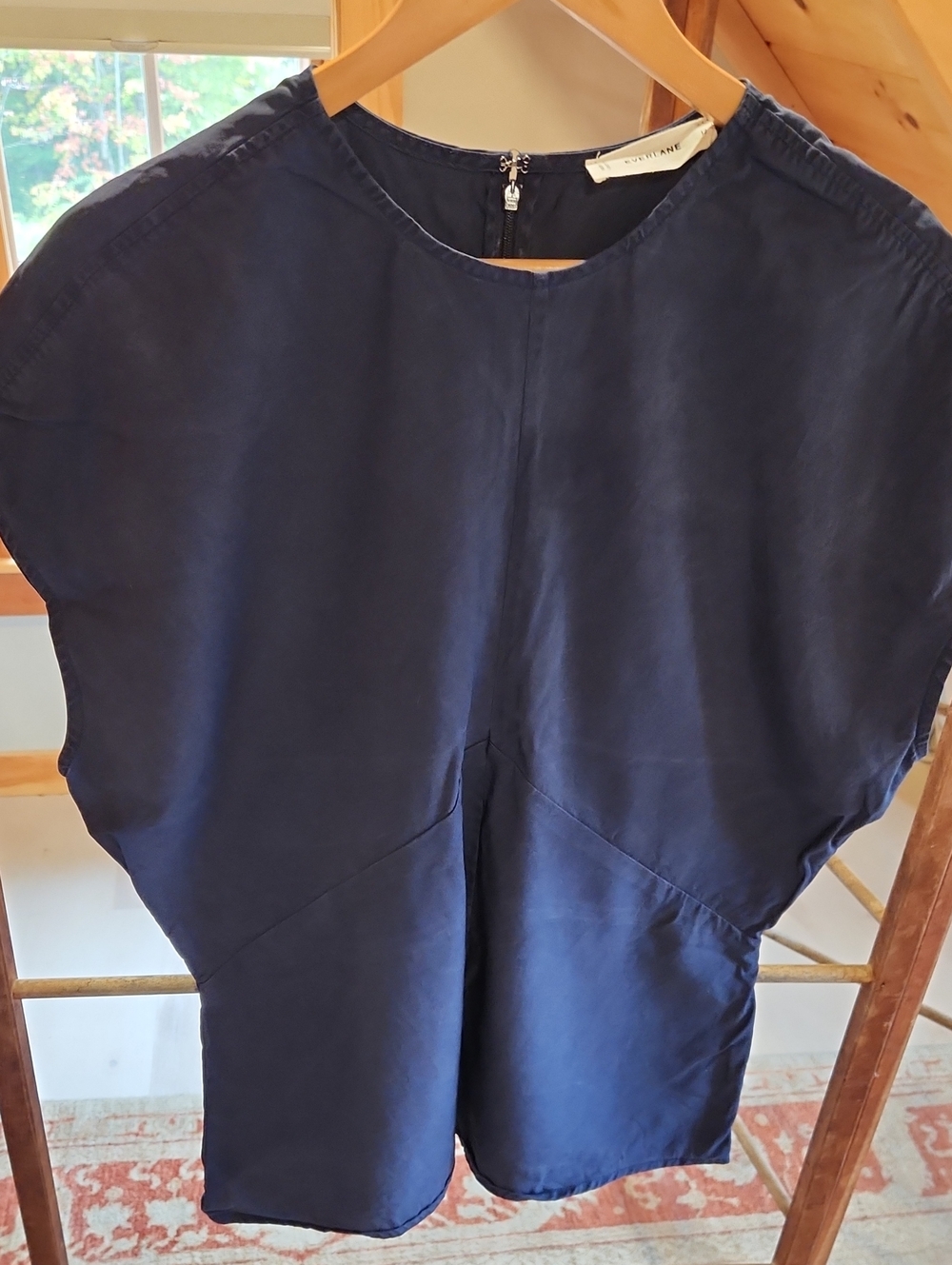 Everlane Navy Batwing Short-Sleeve Top